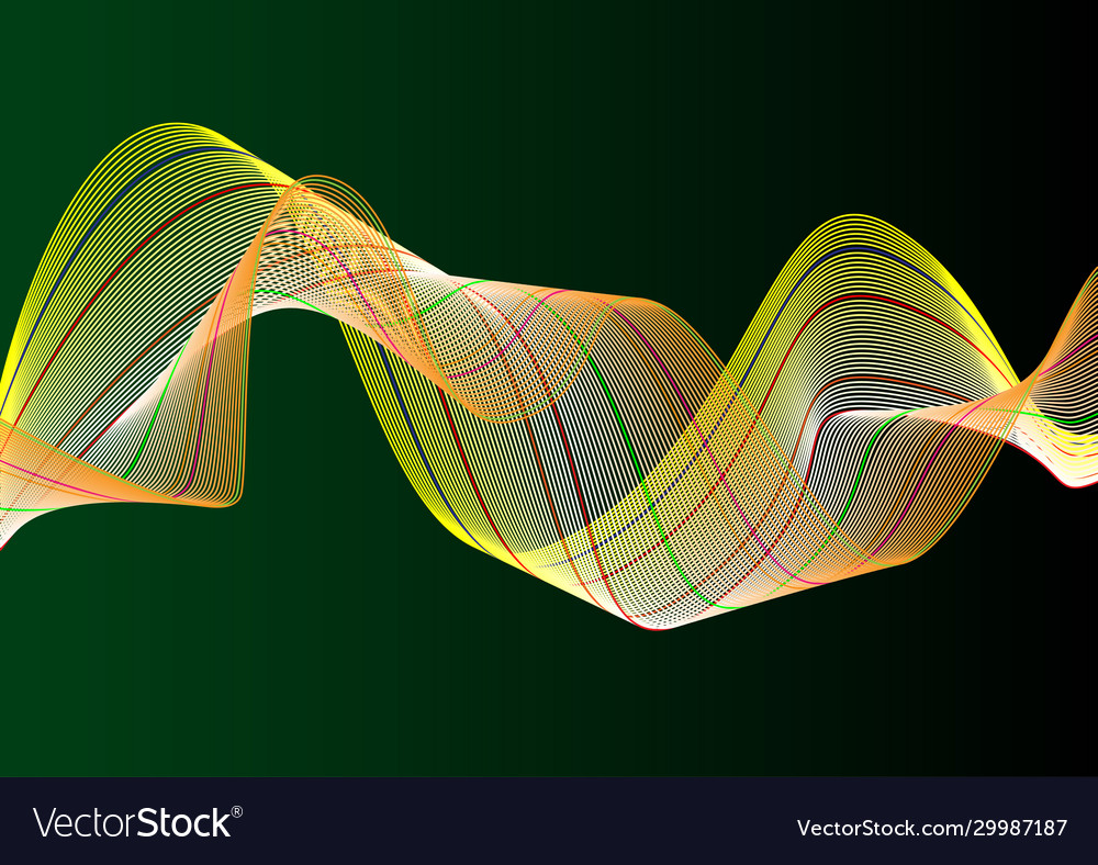 Abstract light string waves on green background vector image Abstract light string waves on green background