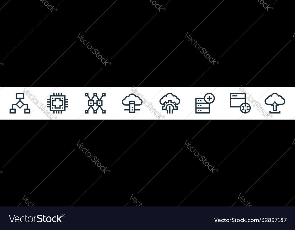Big data line icons linear set quality
