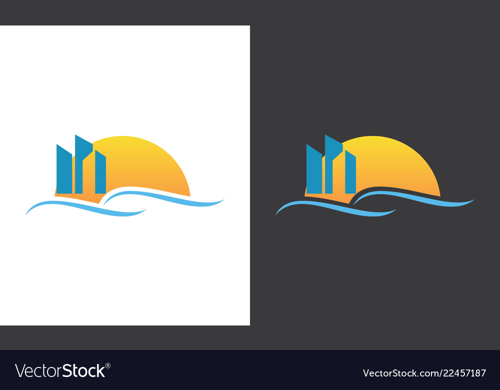 Building sunrise logo Royalty Free Vector Image