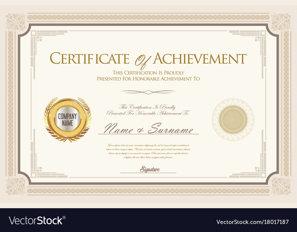 Certificate retro vintage design 1 Royalty Free Vector Image