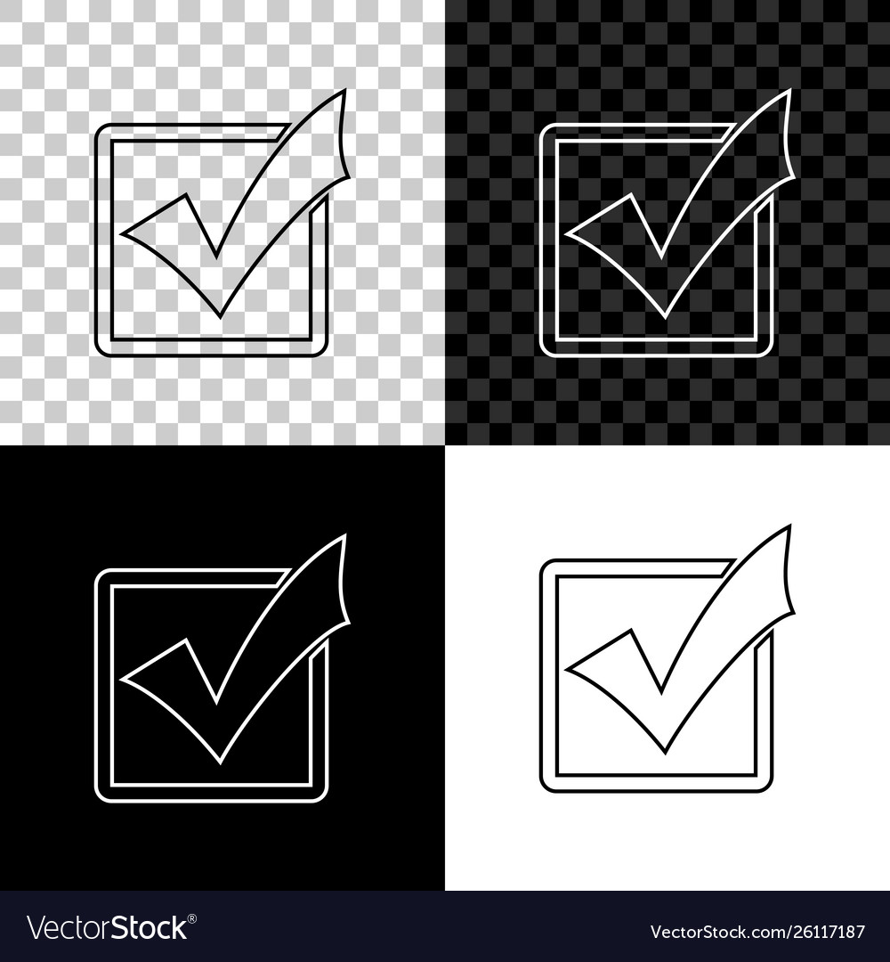 Check mark in a box line icon isolated on black