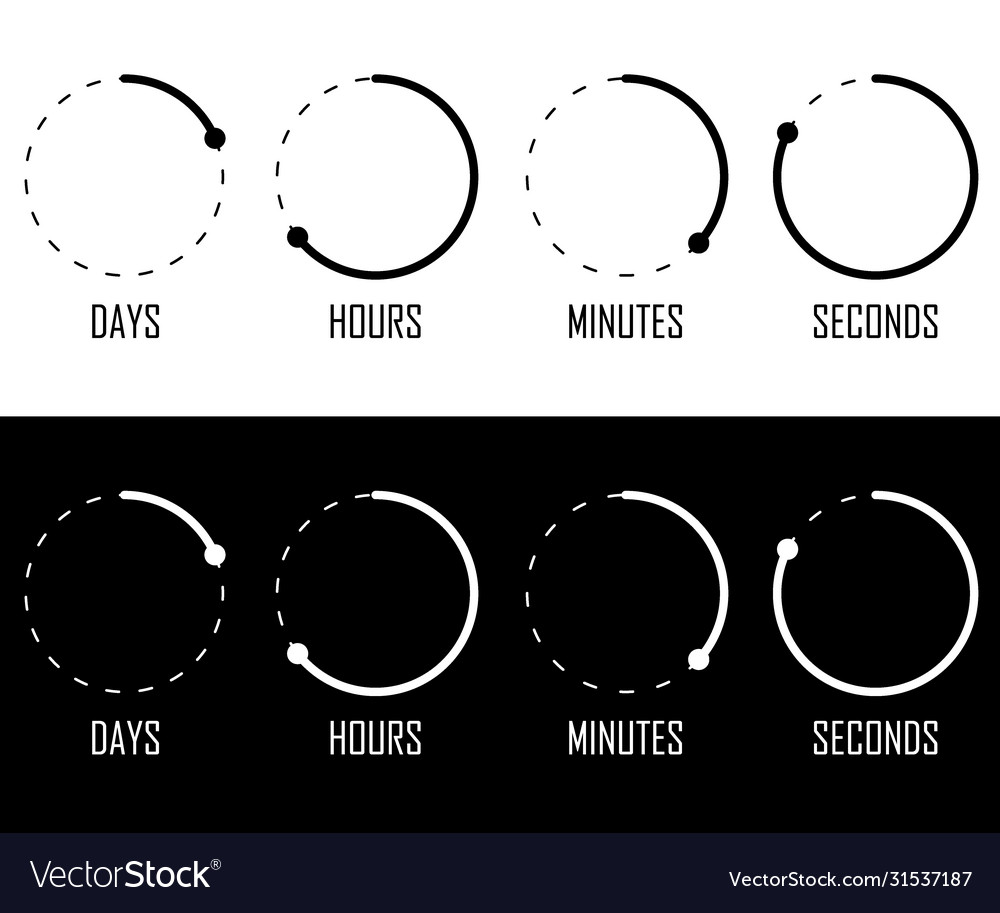 Circle countdown clock counter timer on white vector image Circle countdown clock counter timer on white