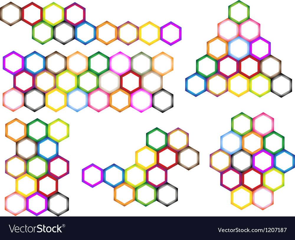 Different styles and colors of hexagon label