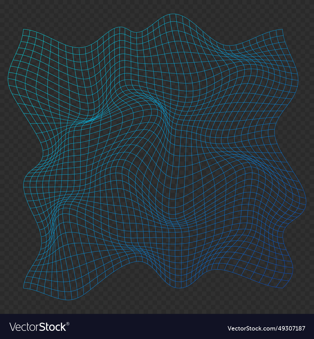 Distorted neon grid pattern wireframe wave