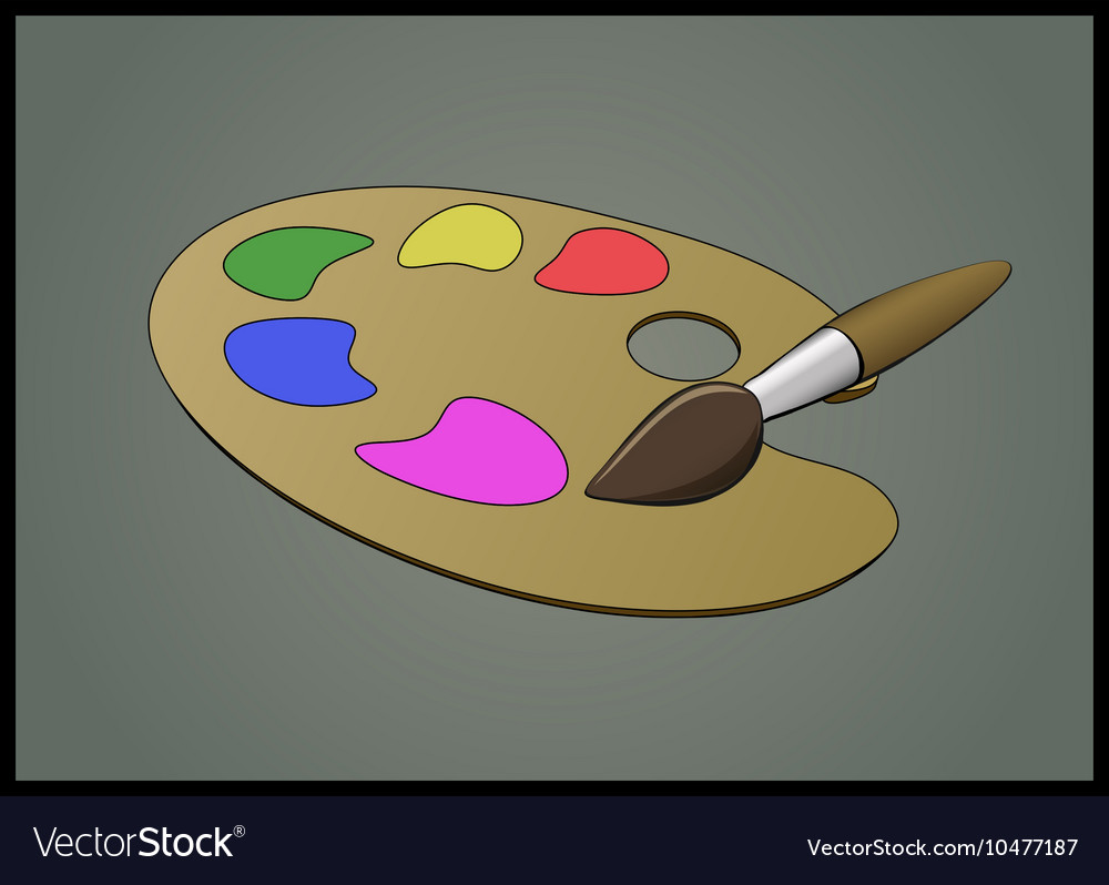 Flat of color pallet and brush