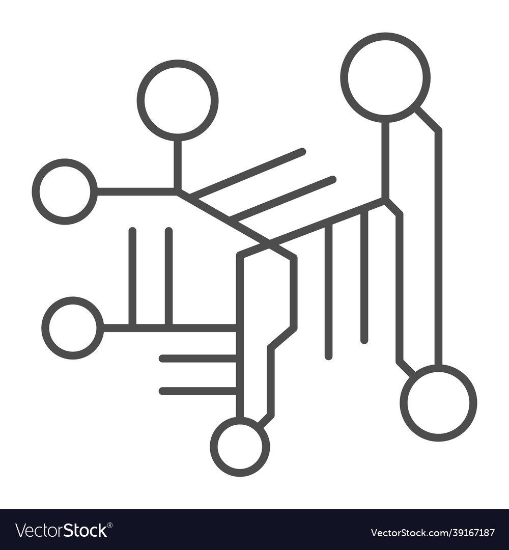 Fragment of an analog circuit thin line icon vector image Fragment of an analog circuit thin line icon