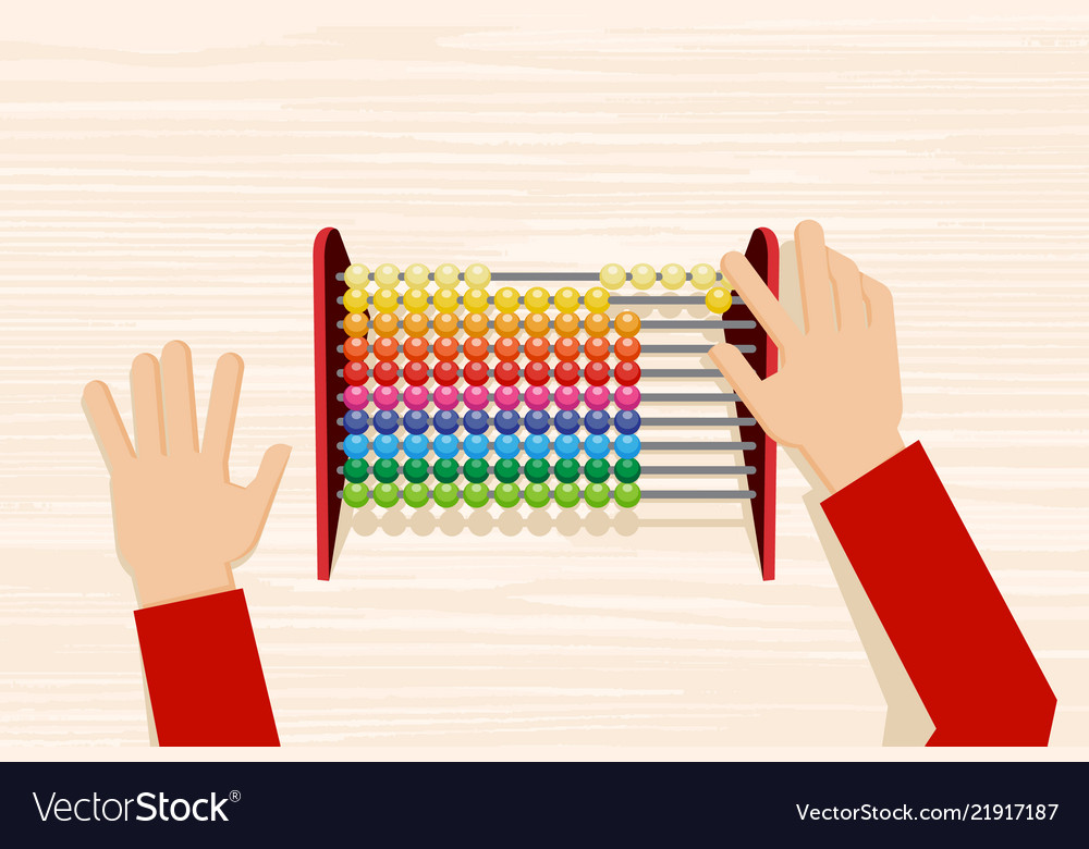 Hand using the abacus calculating tool