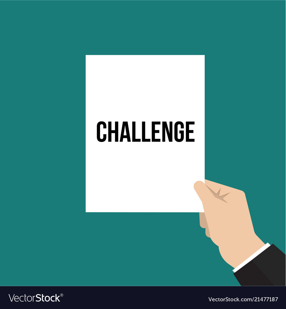 Man showing paper challenge text vector image Man showing paper challenge text