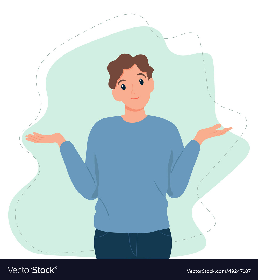 Man shrugging with a curious expression