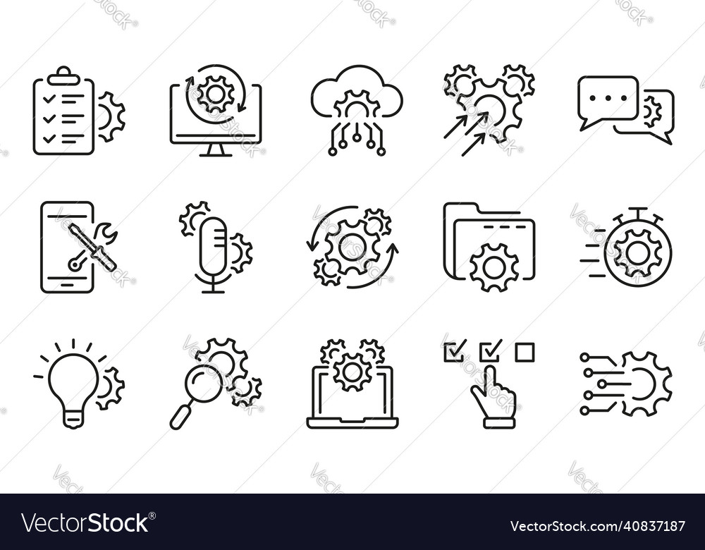 Technology configuration line icon gear computer