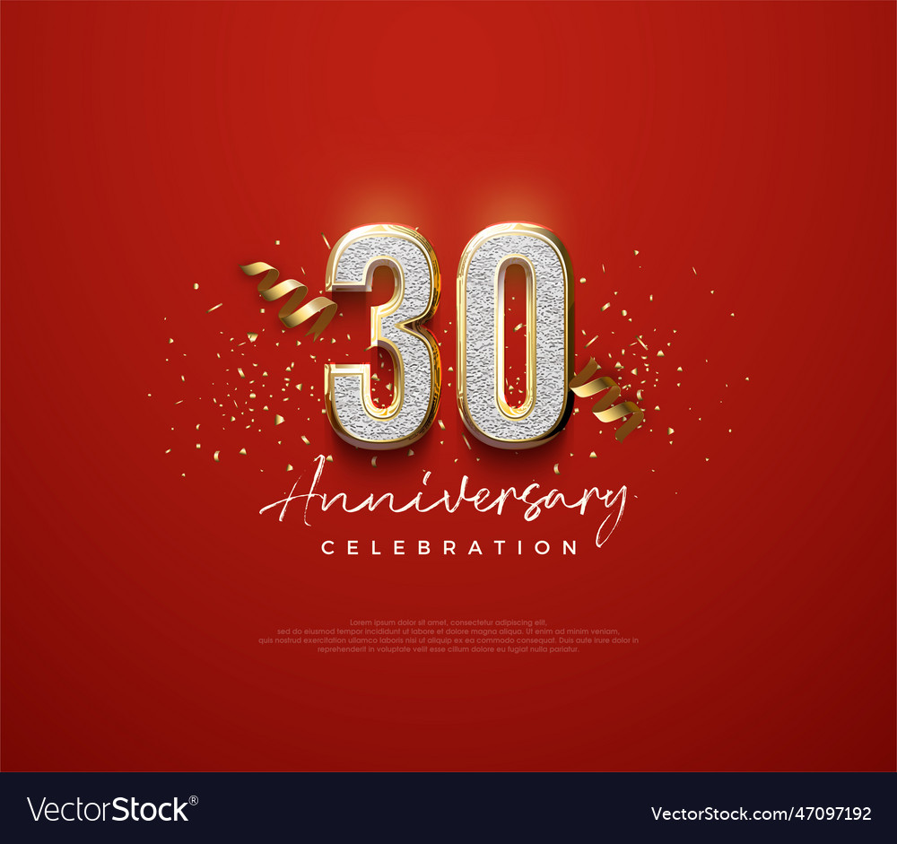 30th anniversary number with an elegant Royalty Free Vector