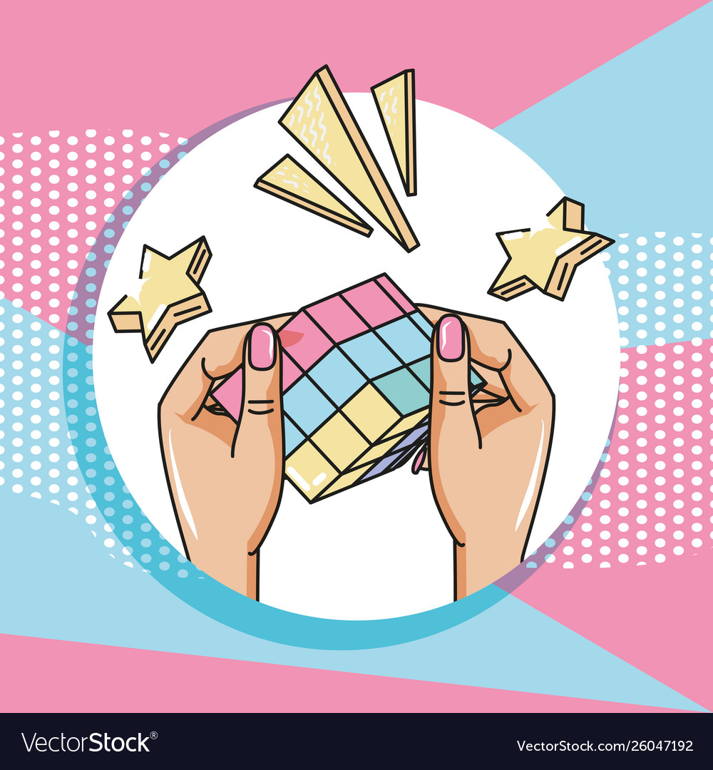 90s style rubik cube design