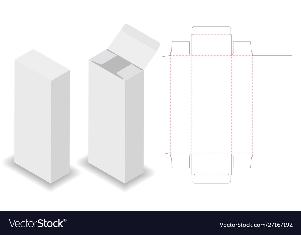 Box packaging die cut template design 3d mock-up Vector Image