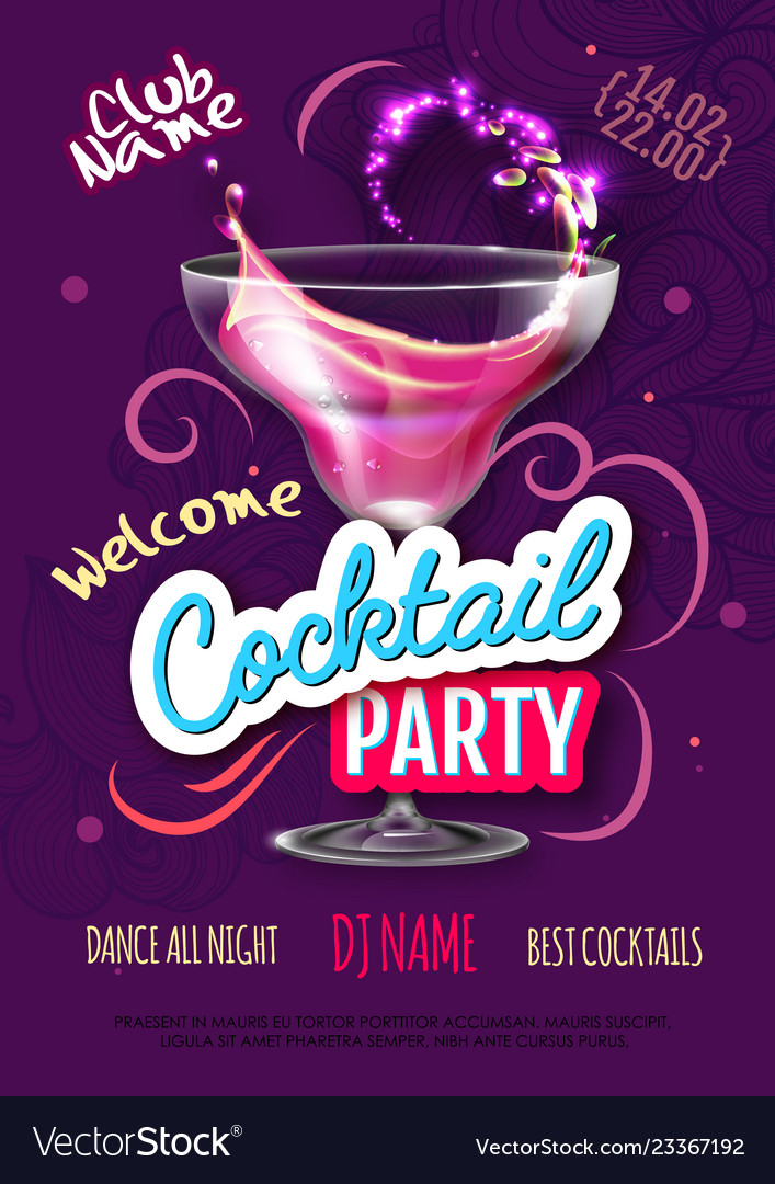 Cocktail party poster in eclectic modern style Vector Image