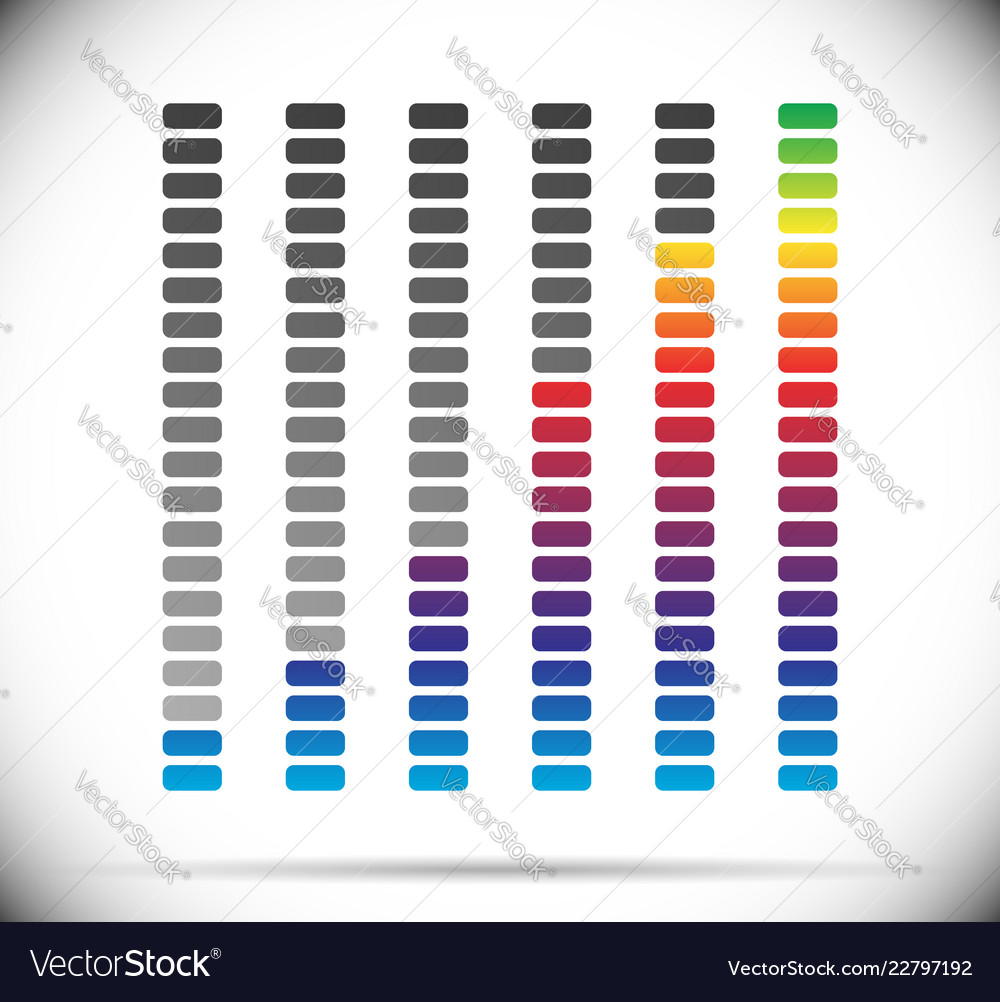 Color coded progress level indicator with units vector image Color coded progress level indicator with units