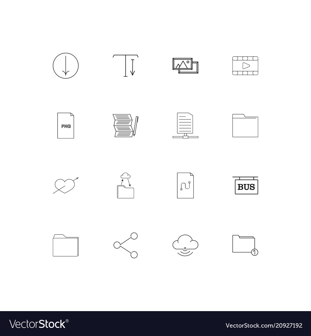 Files and folders sign linear thin icons set