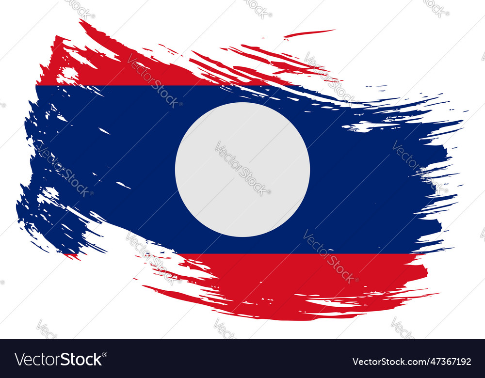 Laos brush stroke flag background hand drawn Vector Image