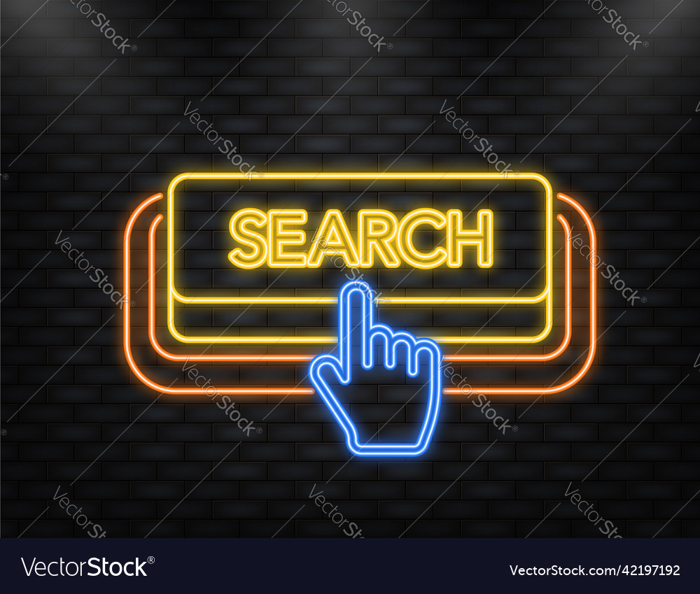 Neon icon with violet search button