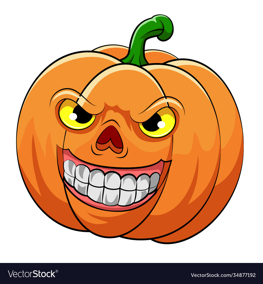 Orange pumpkin with big smile and yellow eyes Vector Image