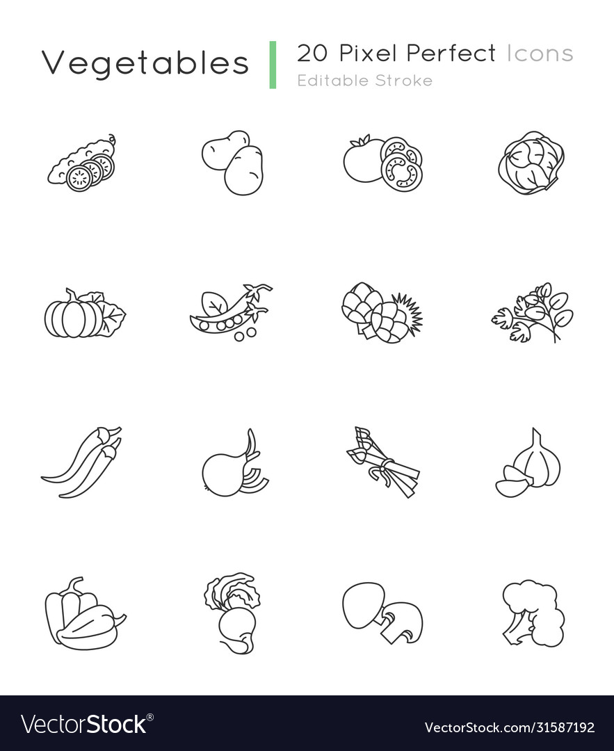Pixel Vegetable Icon Set
