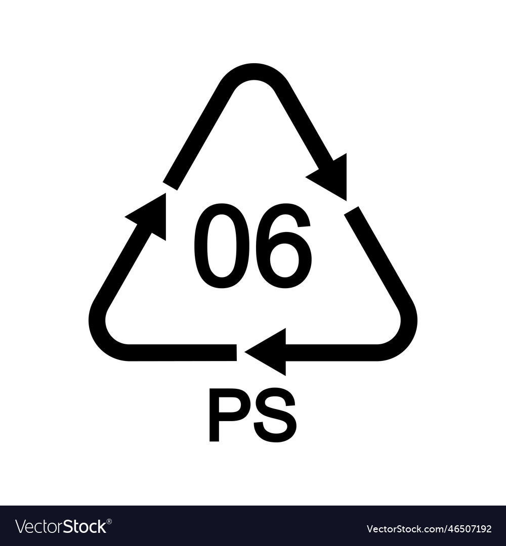 Polystyrene recycling sign in triangular shape vector image Polystyrene recycling sign in triangular shape