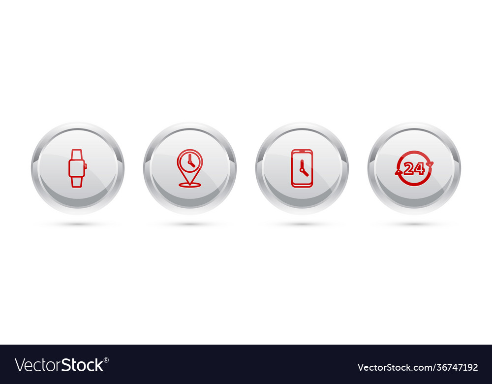 Set line smartwatch location with clock alarm Vector Image Set line smartwatch location with clock alarm