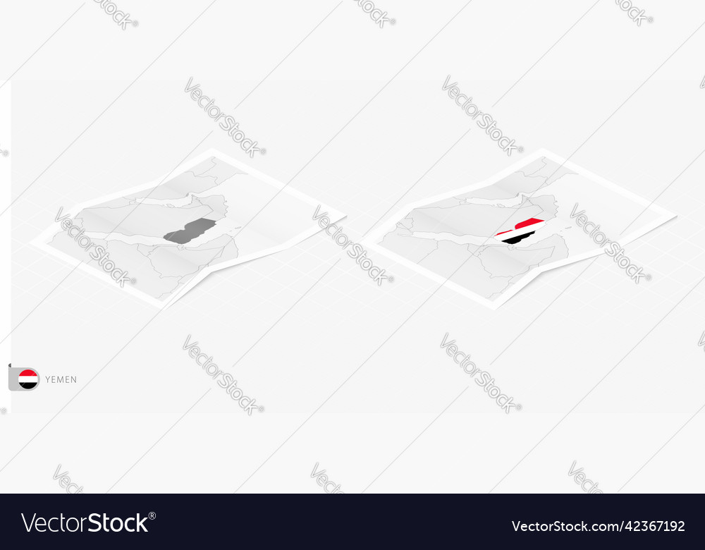 Set of two realistic map yemen with shadow Vector Image Set of two realistic map yemen with shadow