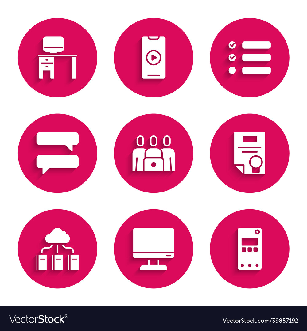 Set online class computer monitor screen mobile vector image Set online class computer monitor screen mobile