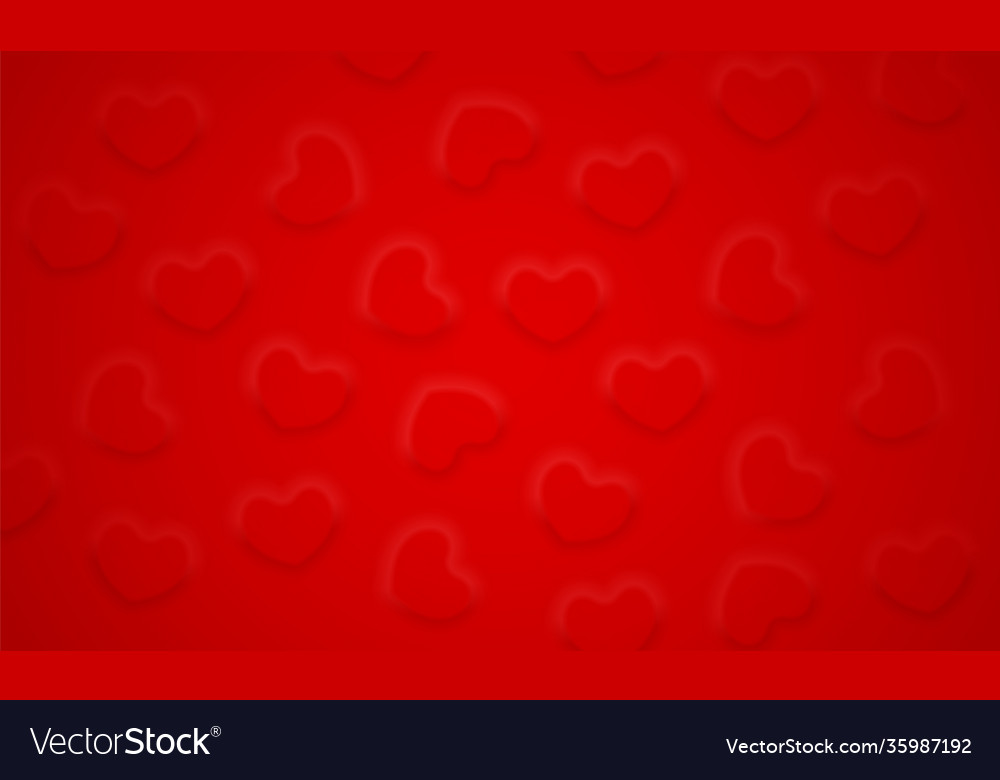 Soft convex hearts pattern on red background vector image Soft convex hearts pattern on red background