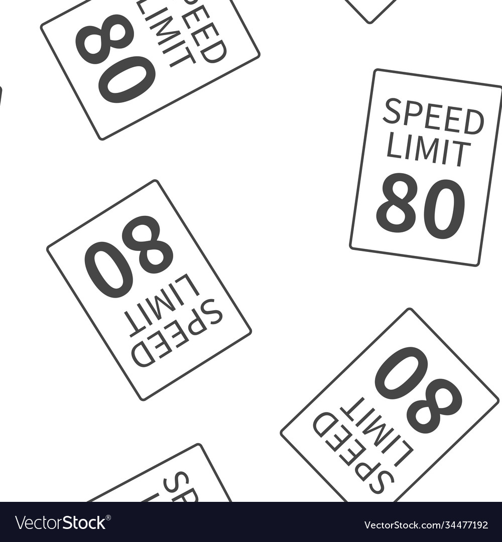 Speed limit 80 mph seamless pattern on a white