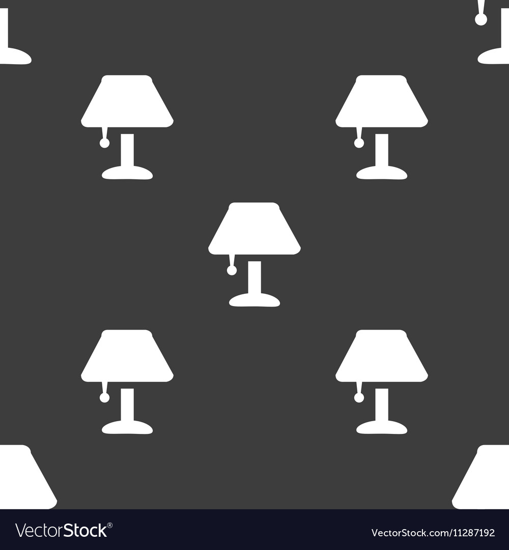 Table lamp icon sign seamless pattern on a gray