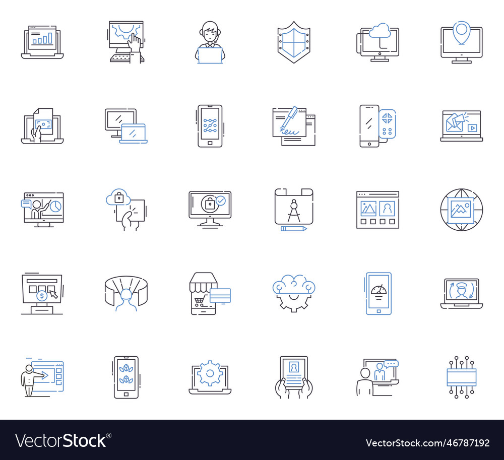 Tools line icons collection hammer wrench Vector Image