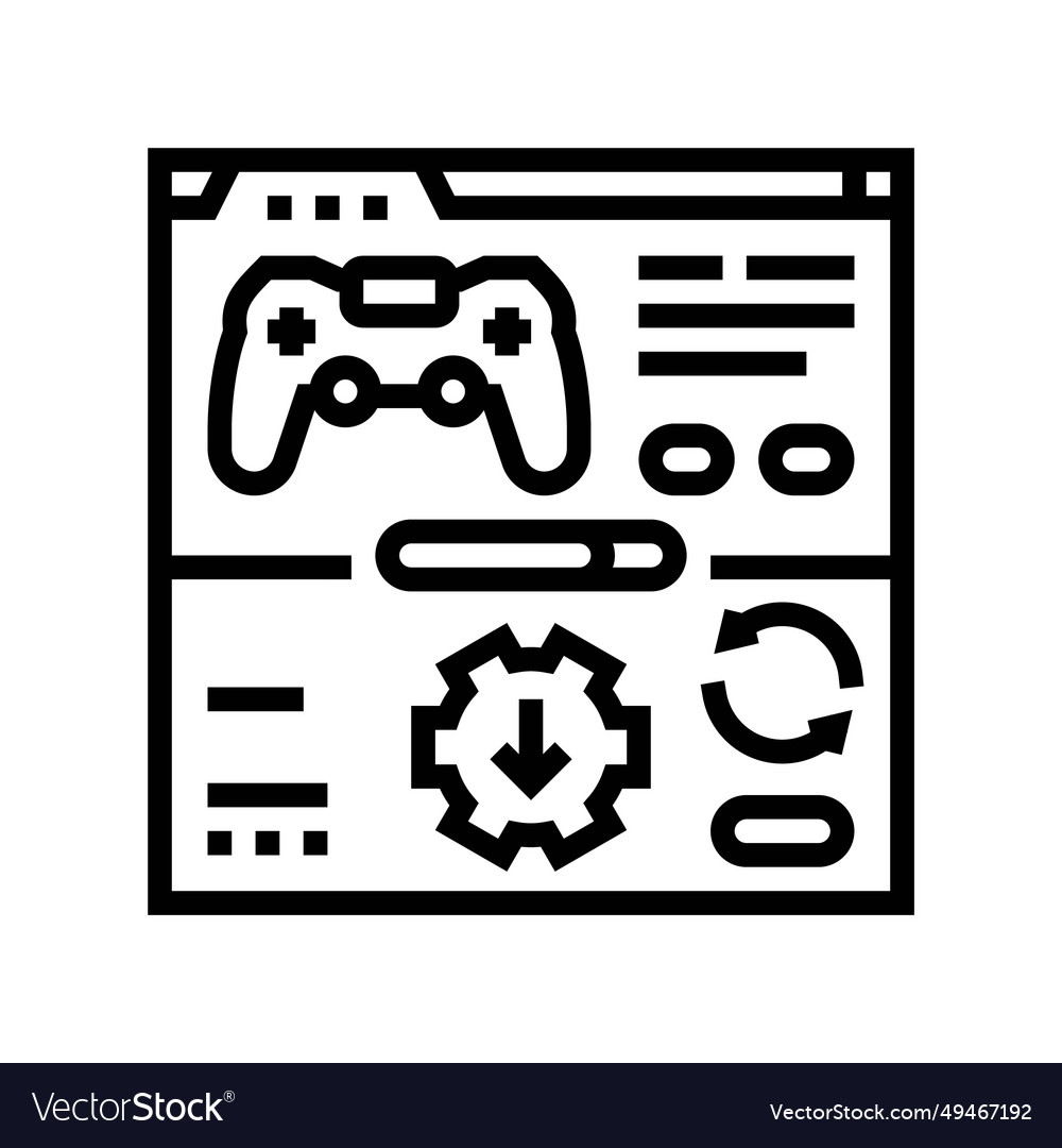 Updates game development line icon vector image Updates game development line icon