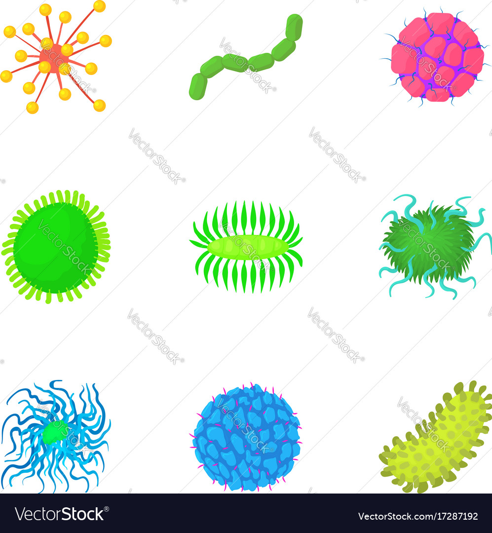 Viral infection icons set cartoon style Royalty Free Vector Viral infection icons set cartoon style Royalty Free Vector