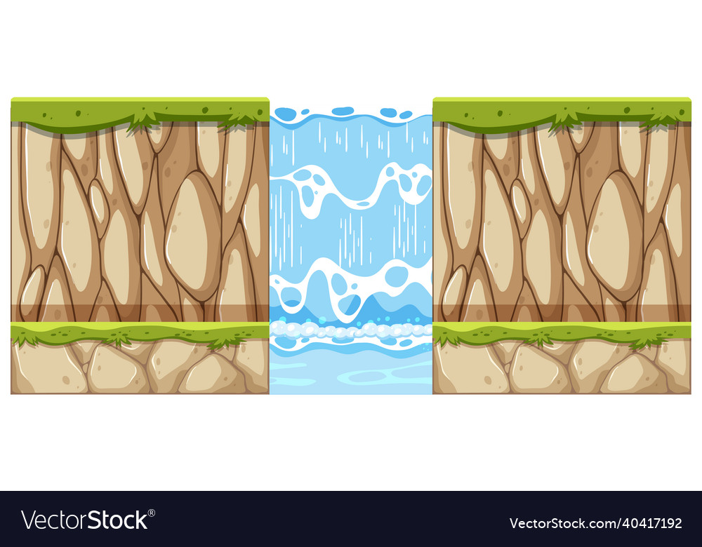 Waterfall in nature on white background