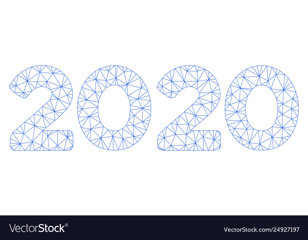 2020 digits text polygonal frame mesh