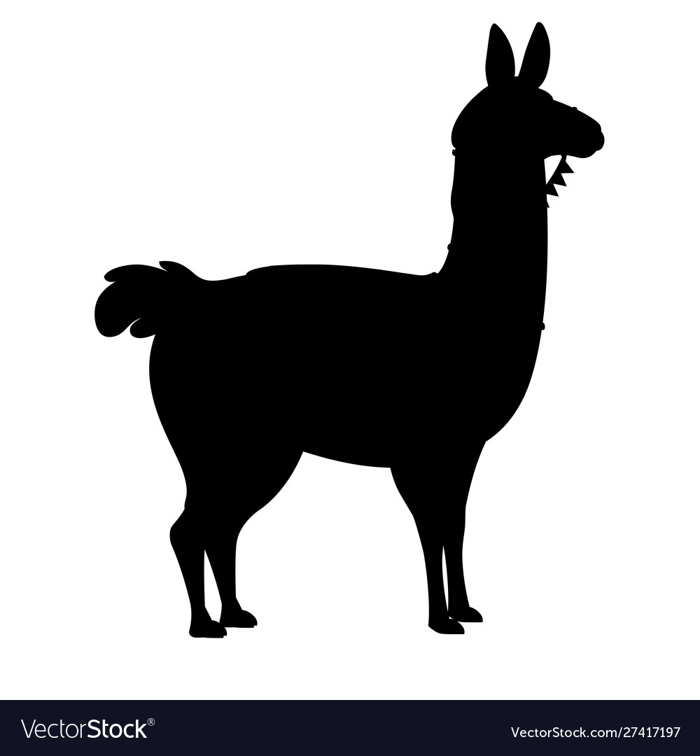 Black silhouette llama cartoon animal design Vector Image