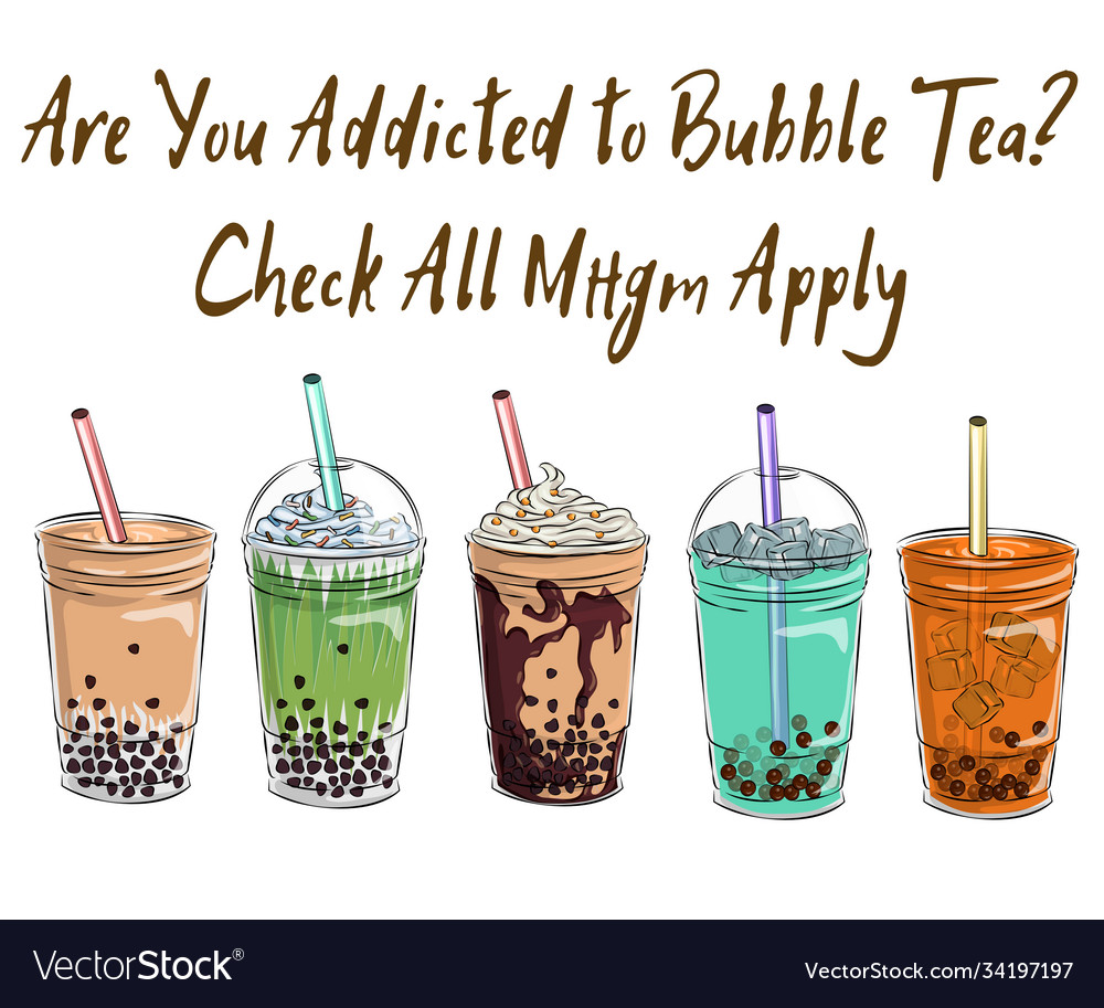 Bubble tea cup design collection,Pearl milk tea , Yummy drinks, coffees and  soft drinks with doodle style banner . - Ve…