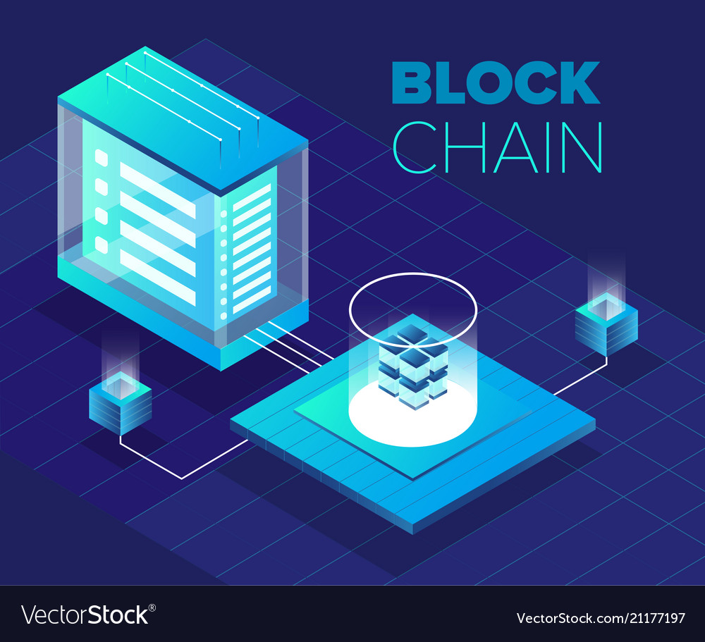 Cryptocurrency Blockchain Isometric Concept