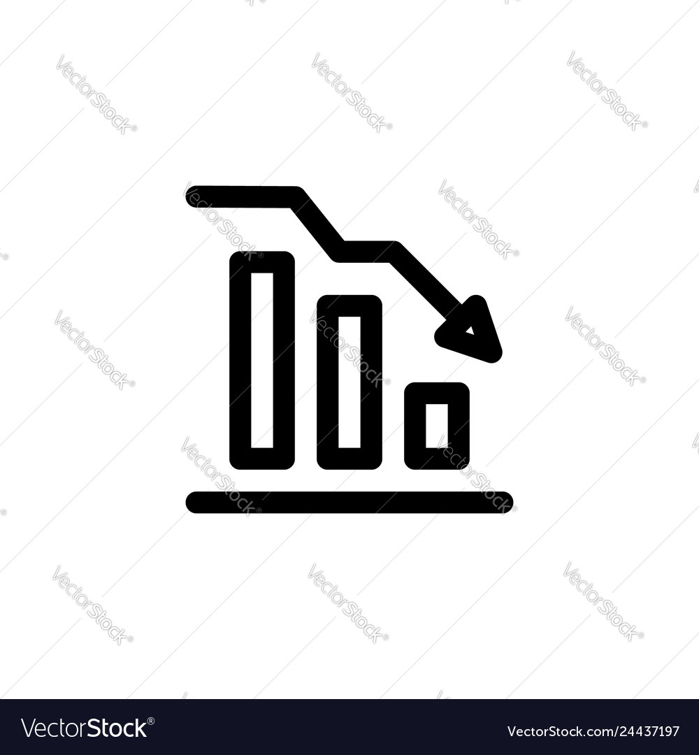 Decline graph chart icon with outline style