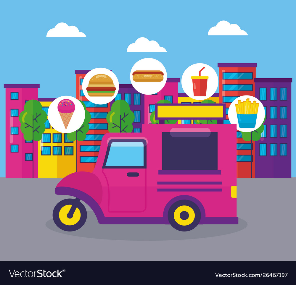 Food Trucks Festival flaches Design