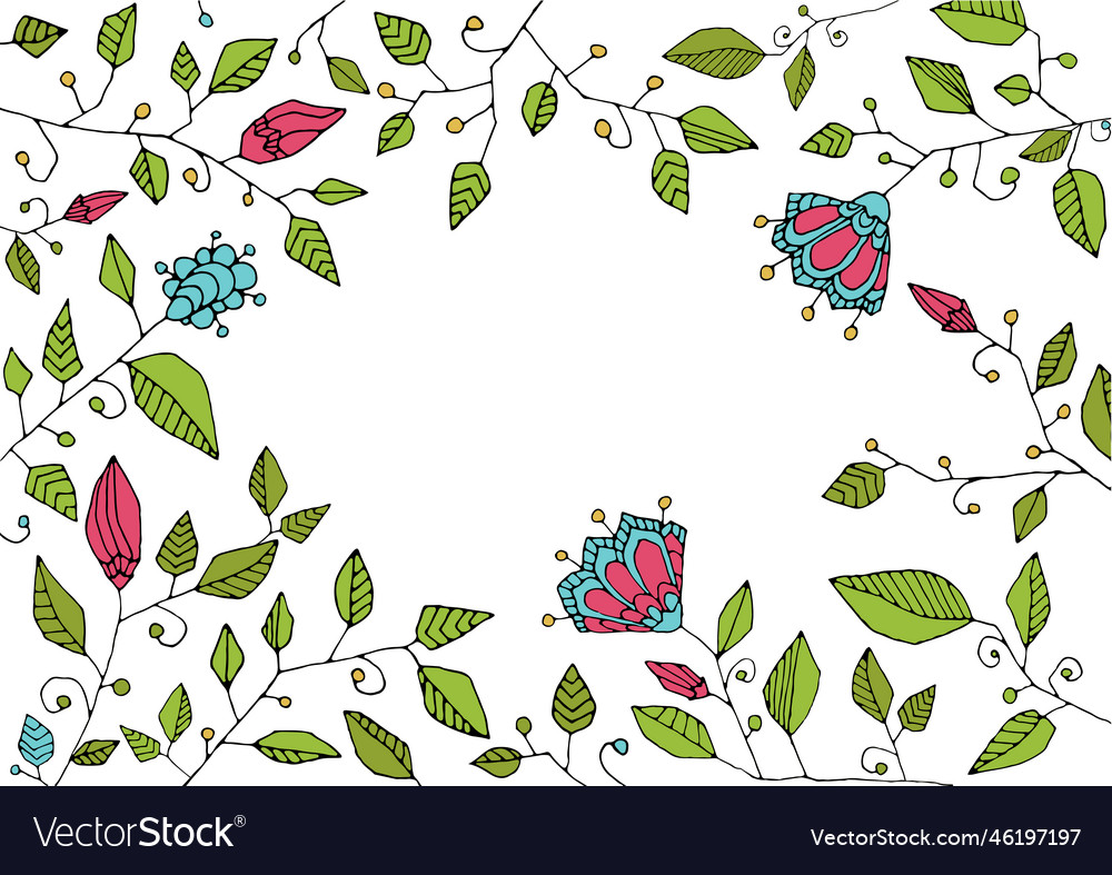 Horizontal frame of flowers patterns with copy Vector Image Horizontal frame of flowers patterns with copy