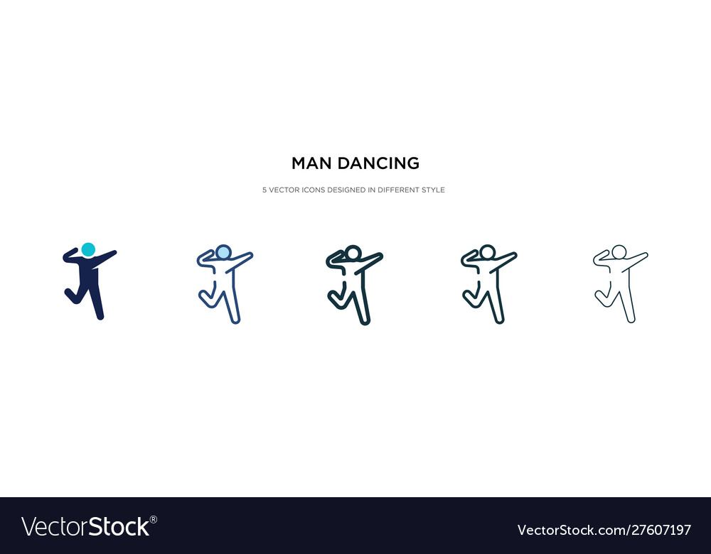 Man dancing icon in different style two colored vector image Man dancing icon in different style two colored