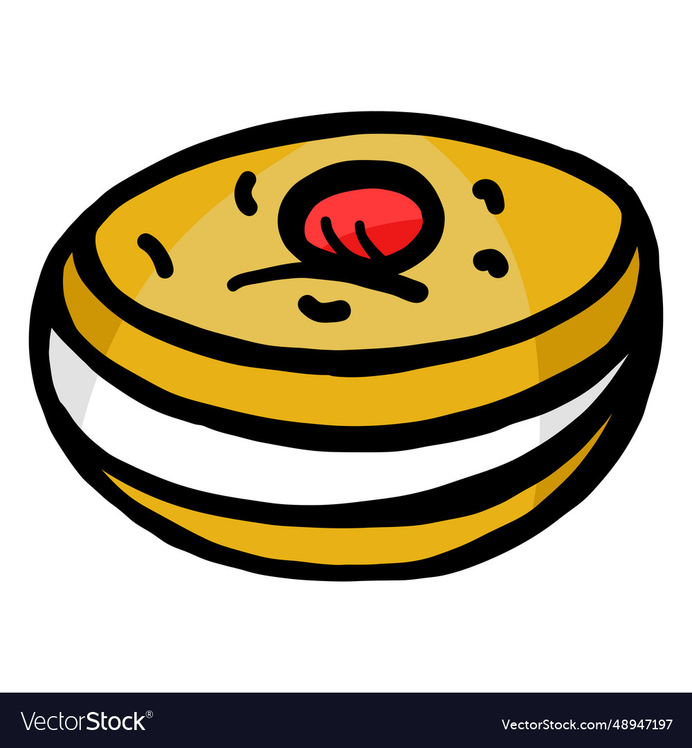 Pastry cake cherry flat stroke Royalty Free Vector Image