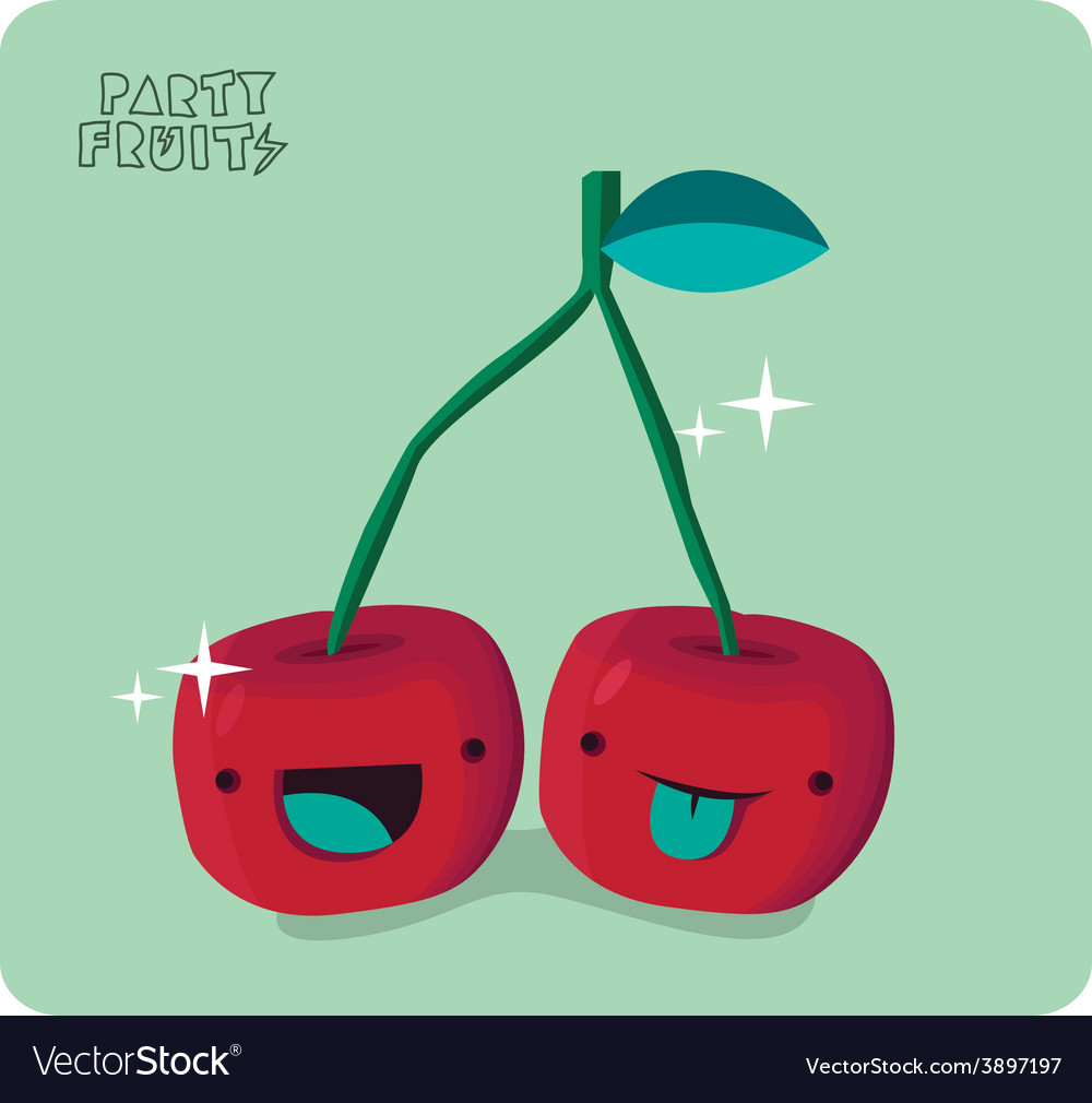 Red cherry character isolated