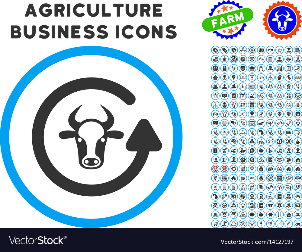 Refresh bull rounded icon with set
