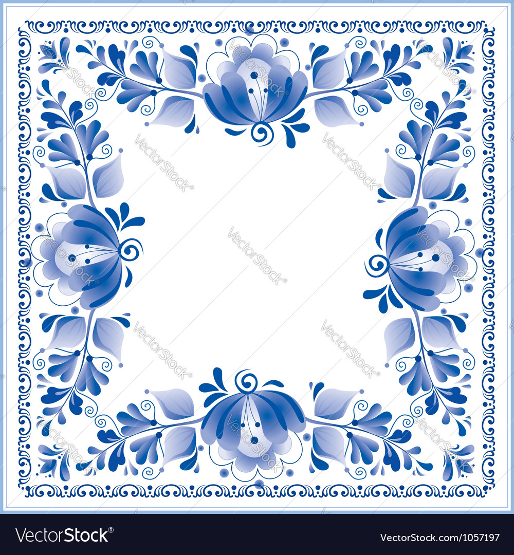 Russian national blue floral pattern Royalty Free Vector