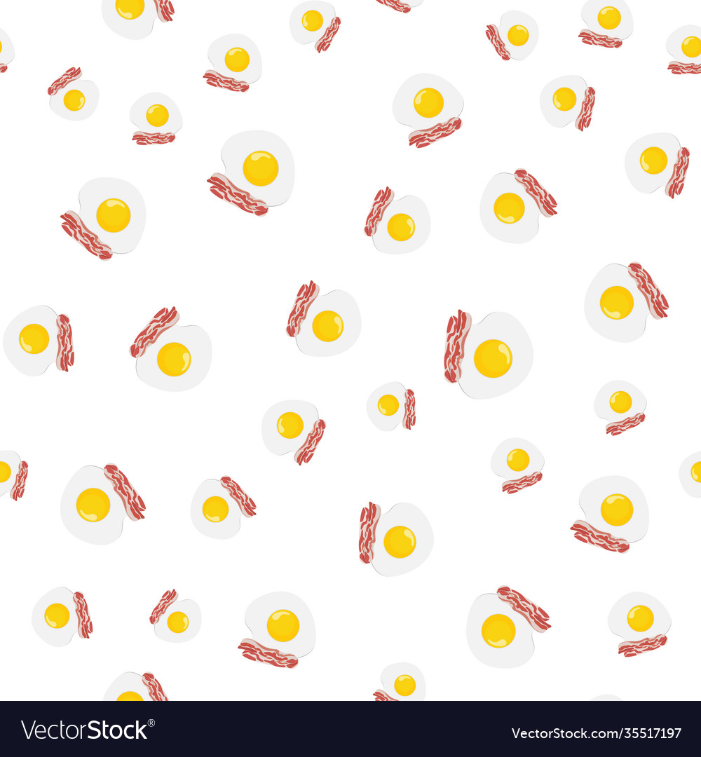 Seamless pattern with eggs bacon vector image Seamless pattern with eggs bacon