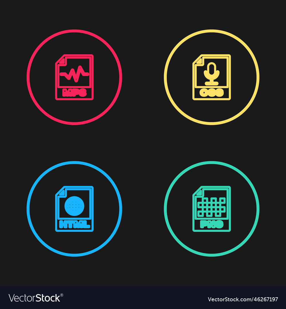 Set line html file document png ogg and mp3 icon vector image Set line html file document png ogg and mp3 icon