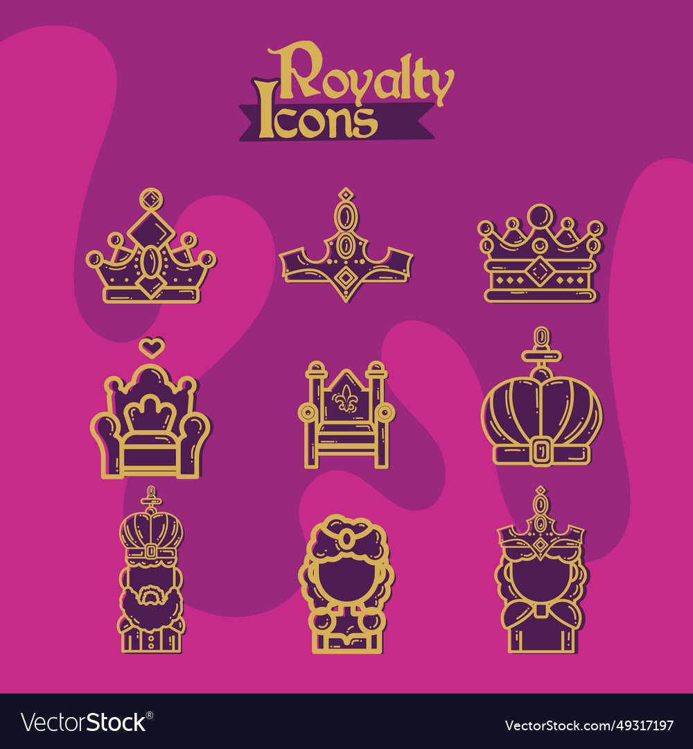 Set of royalty icons medieval era